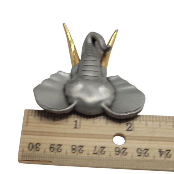 Vtg Signed JJ Elephant Brooch Pin Silver & Gold Tone Jonette Statement Safari - Picture 4 of 12